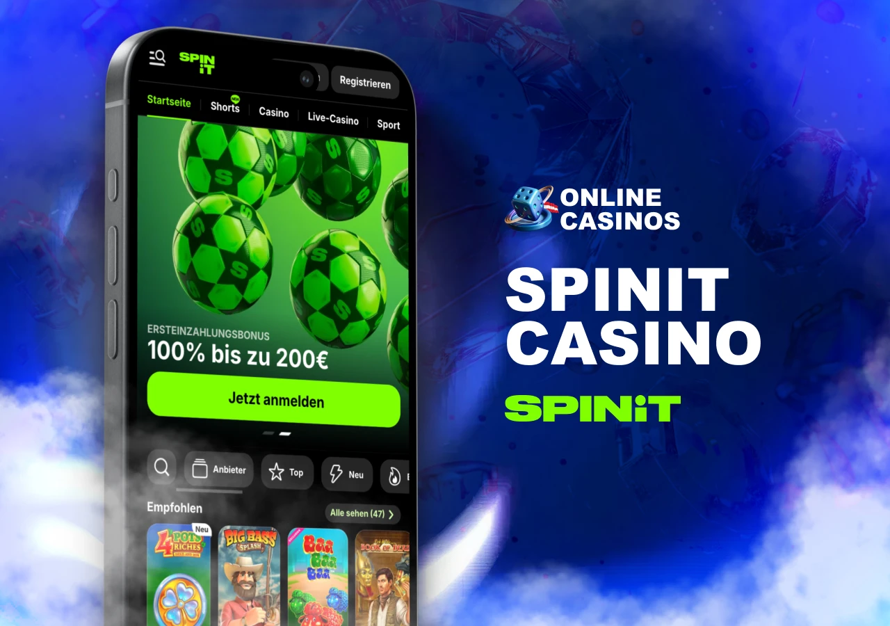 Beschreibung des Spinit Casinos mit besonderem Augenmerk auf dynamischem Design und breiter Auswahl klassischer Slots