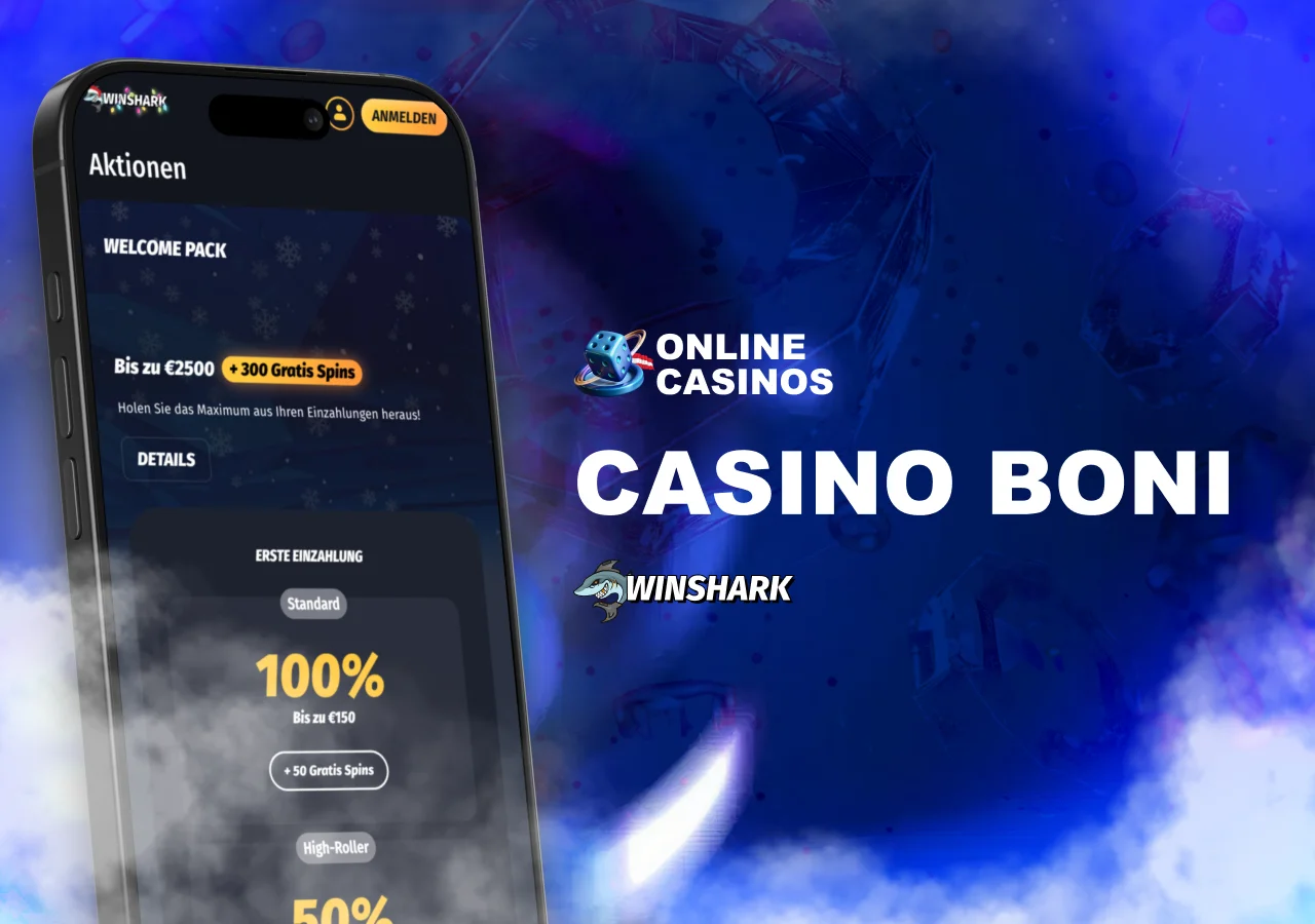 Übersicht der Bonusaktionen bei WinShark Casino inklusive Teilnahmebedingungen