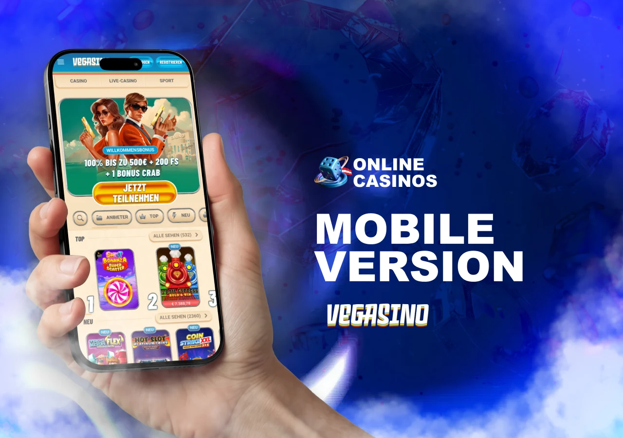 Mobile Nutzung von Vegasino Casino über optimierte Oberfläche für Smartphones